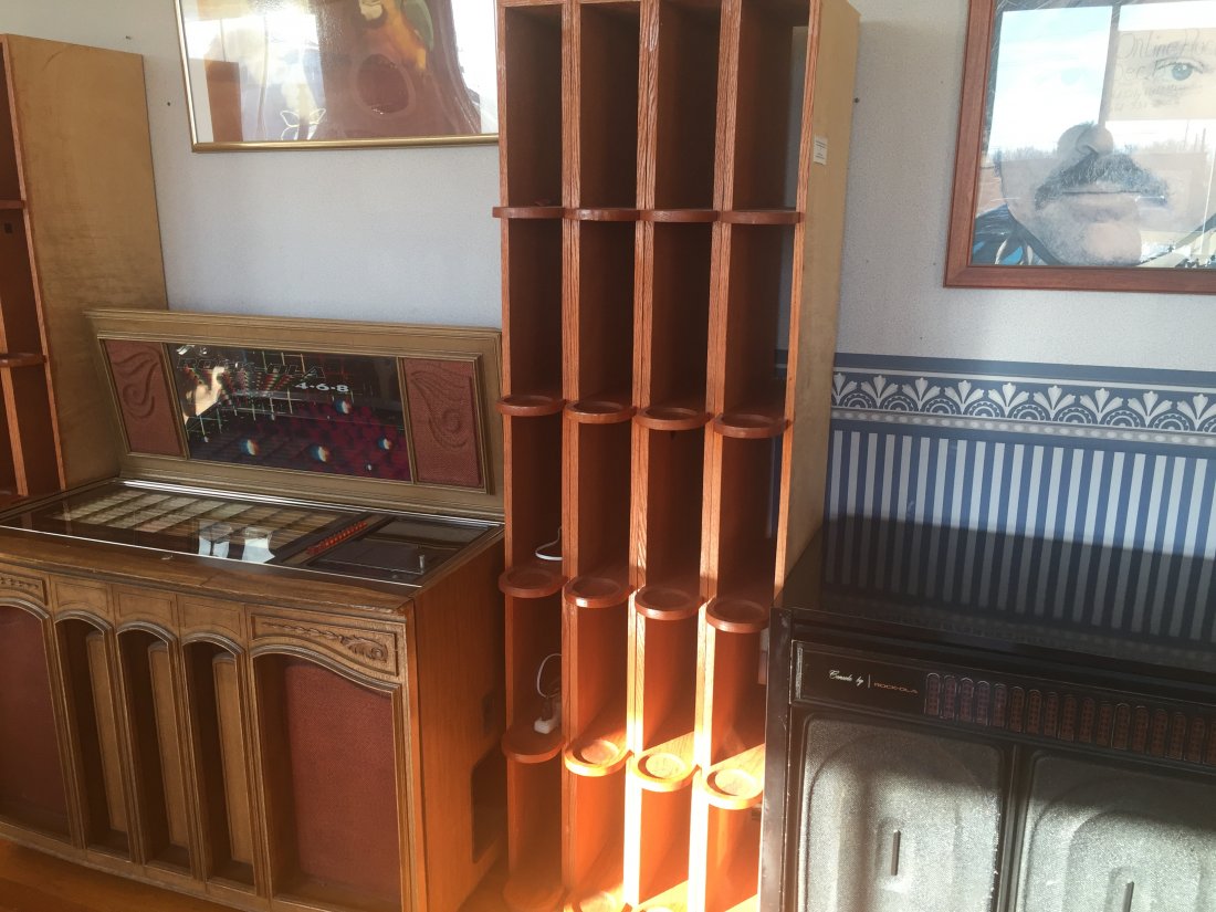 SHELVING: THESE COSTUME MADE SOLID WOOD SHELVES CAME OUT OF A GOURMET GROCERY-DELI.THESE SHELVES ARE SCREWED TOGETHER. SO, YOU CAN HAVE ONE OR AS MANY AS YOU WANT. WE ARE SELLING 4 IN THIS AUCTION. WANT MORE CO