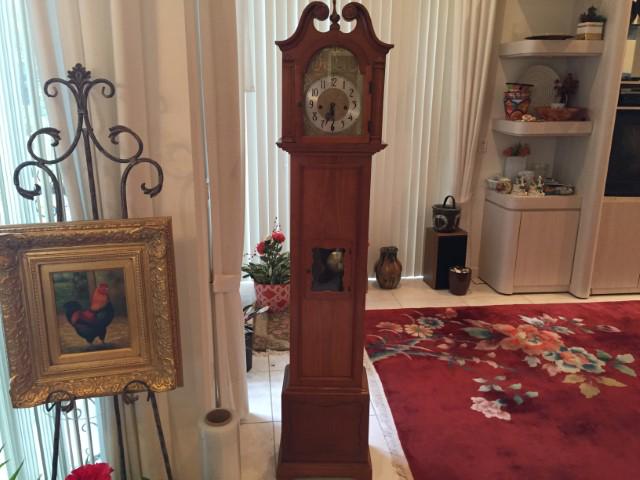 Herschede Grandmother Clock: Herschede Grandmother Clock, 68"h x 15"w x 9"d. Broken Pendulum Suspension Spring Rod.(holds the Pendulum) This is only a $8-10 Part. Picture shows where you hook it then, you hook the Pendulum on it.