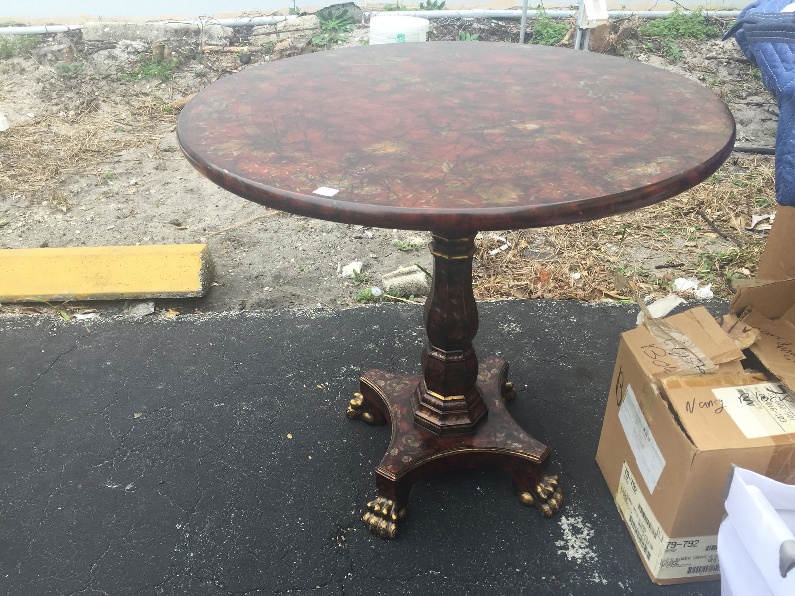 John Widdicomb-Japanese Design Top Table: Japanese Top, Claw Foot Table, 29"h x 31"dia.