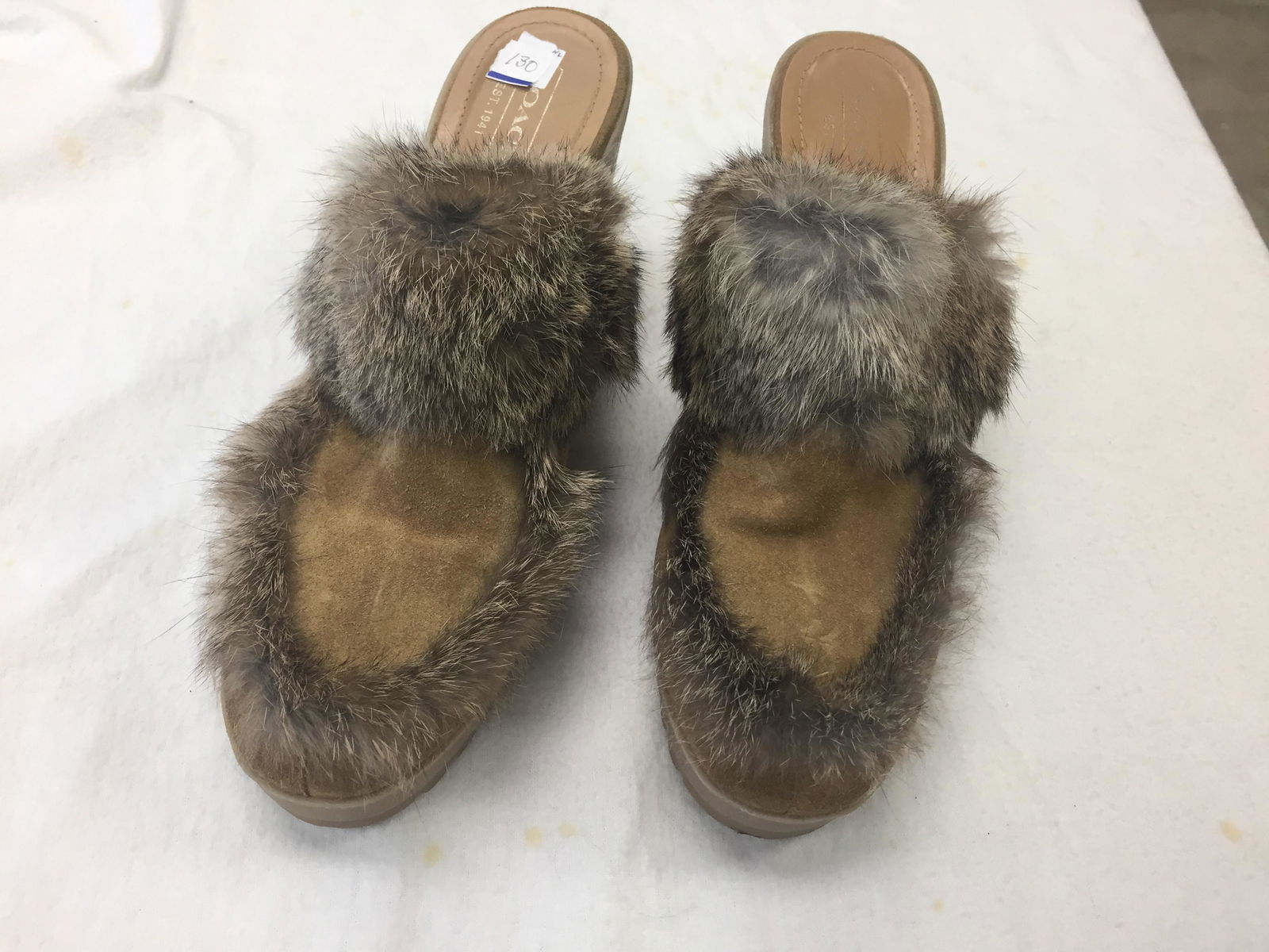 Designer Shoes: Coach Suede & Fur Slip on Shoes approx. size 8m