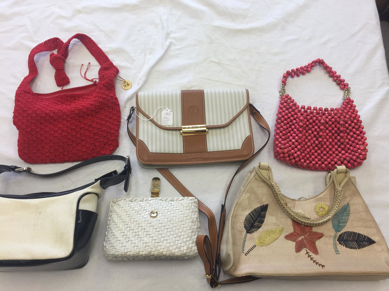 Fendi Handbag: Fendi Tan Leather Trim Handbag