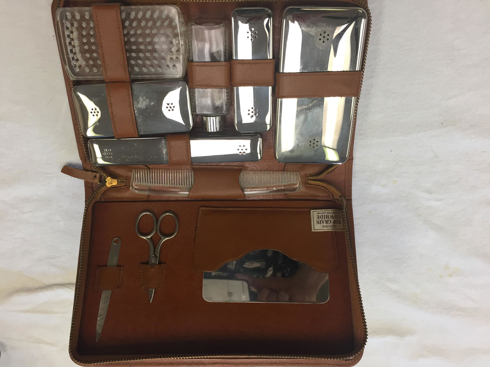 Vintage Grooming Set: Vintage Leather Grooming Set c.1940-50