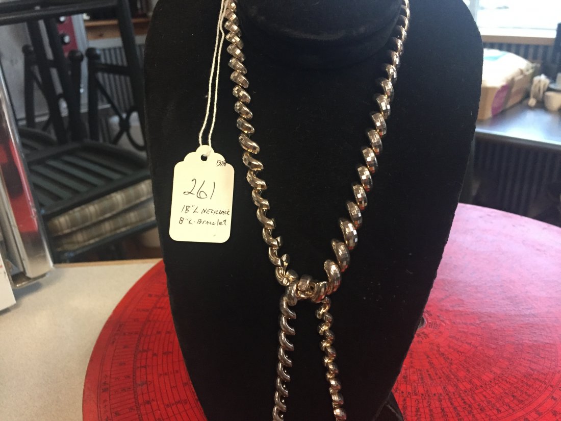 Jewelry-Sterling: Sterling 8"Bracelet & Sterling 18"Necklace
