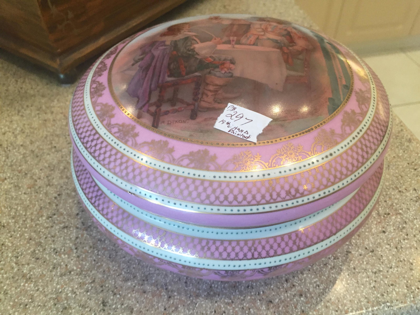 Czech China: Hand Painted Czech Covered Bowl c.1920