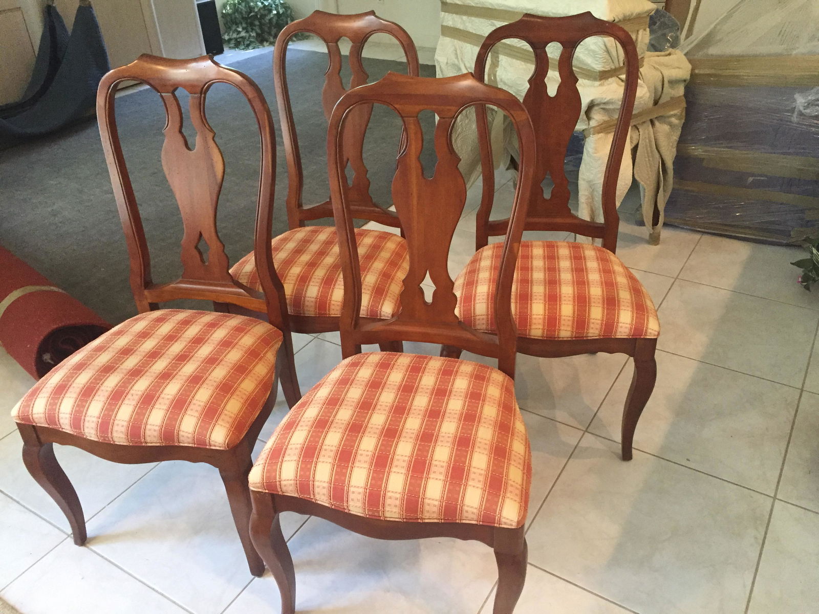 Chairs-Ethan Allen: (4) Ethan Allen Cherry Wood Armless Chairs
