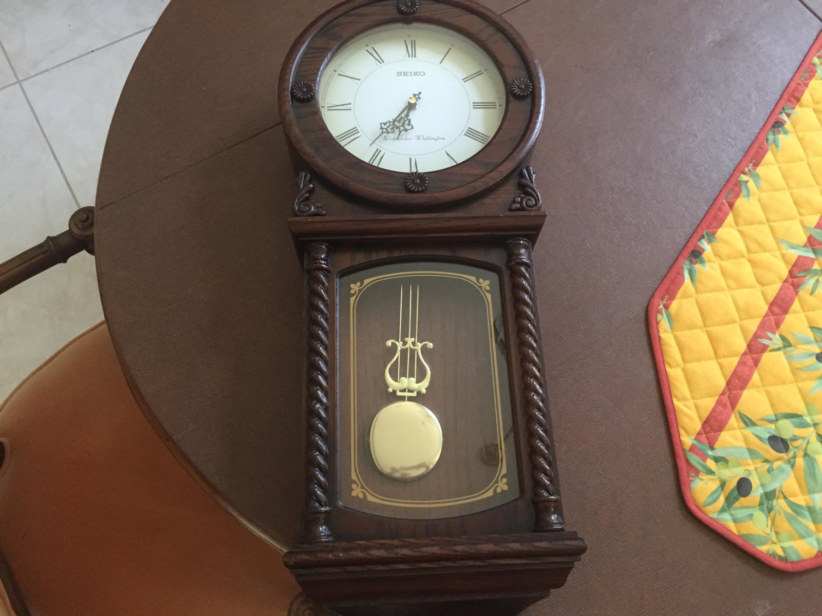 Clocks: Seiko Wall Clock, 26"h x 10.5"w