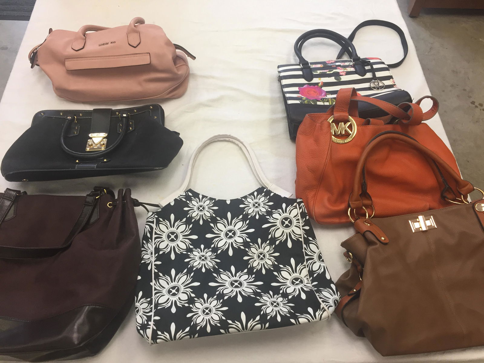 Designer Purses: Box of 7 Purses (Lancome, Kathy Ireland, Nine West, Michael Kors are a few)