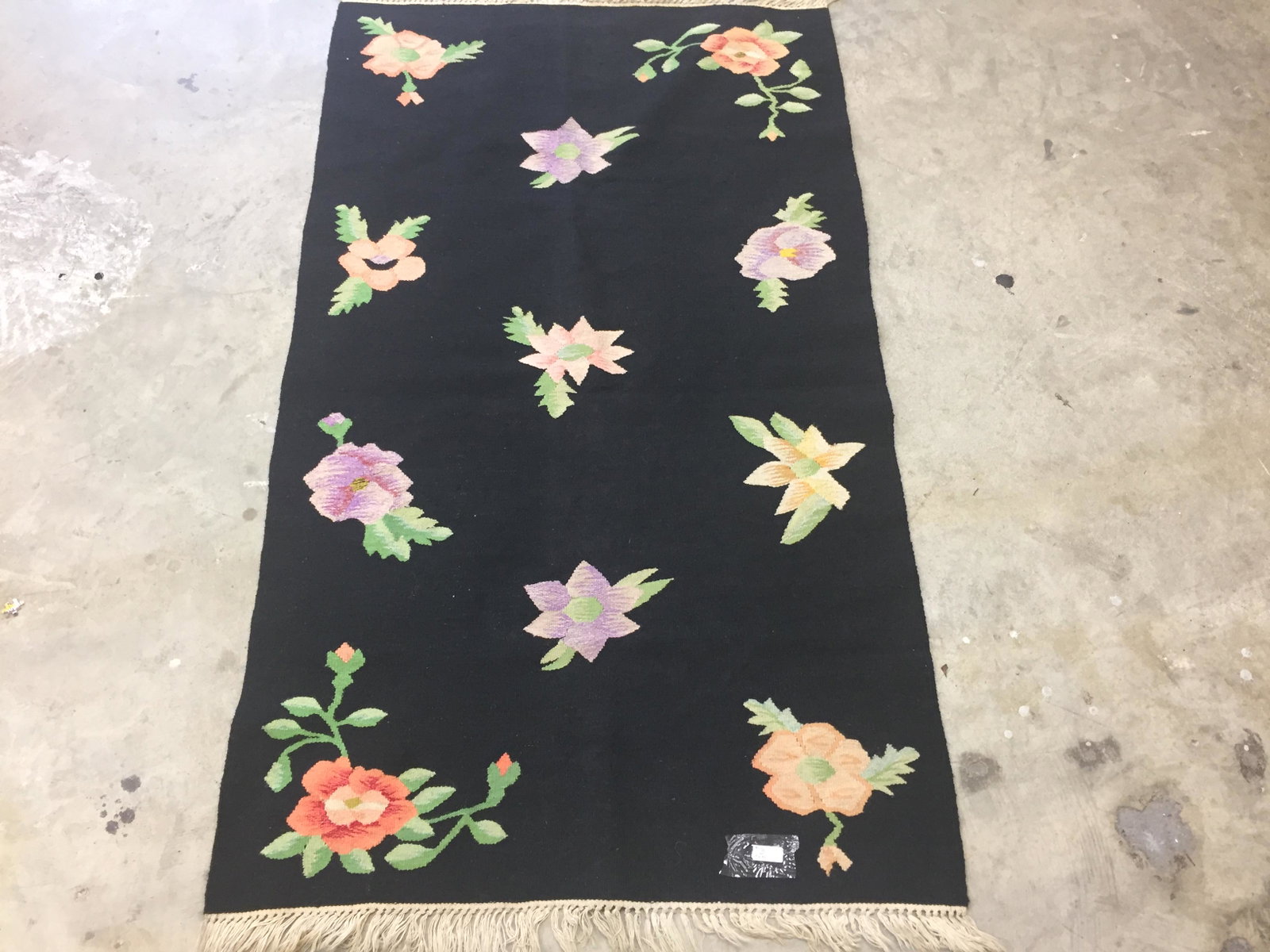 Area Rug: Black Floral Area Rug, 5'x35"