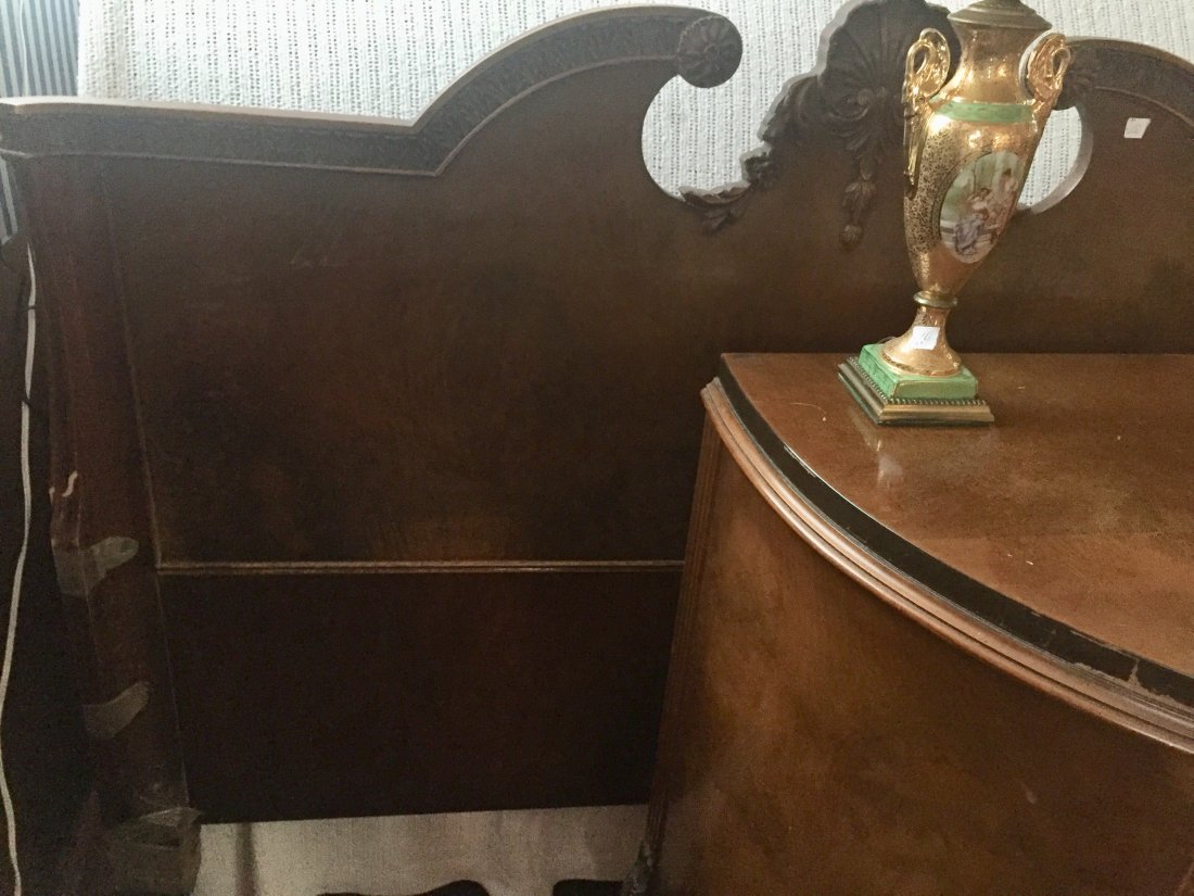 Antique Headboard: Burlwood Standard Headboard, 45"h x 56"w (needs a little TLC)