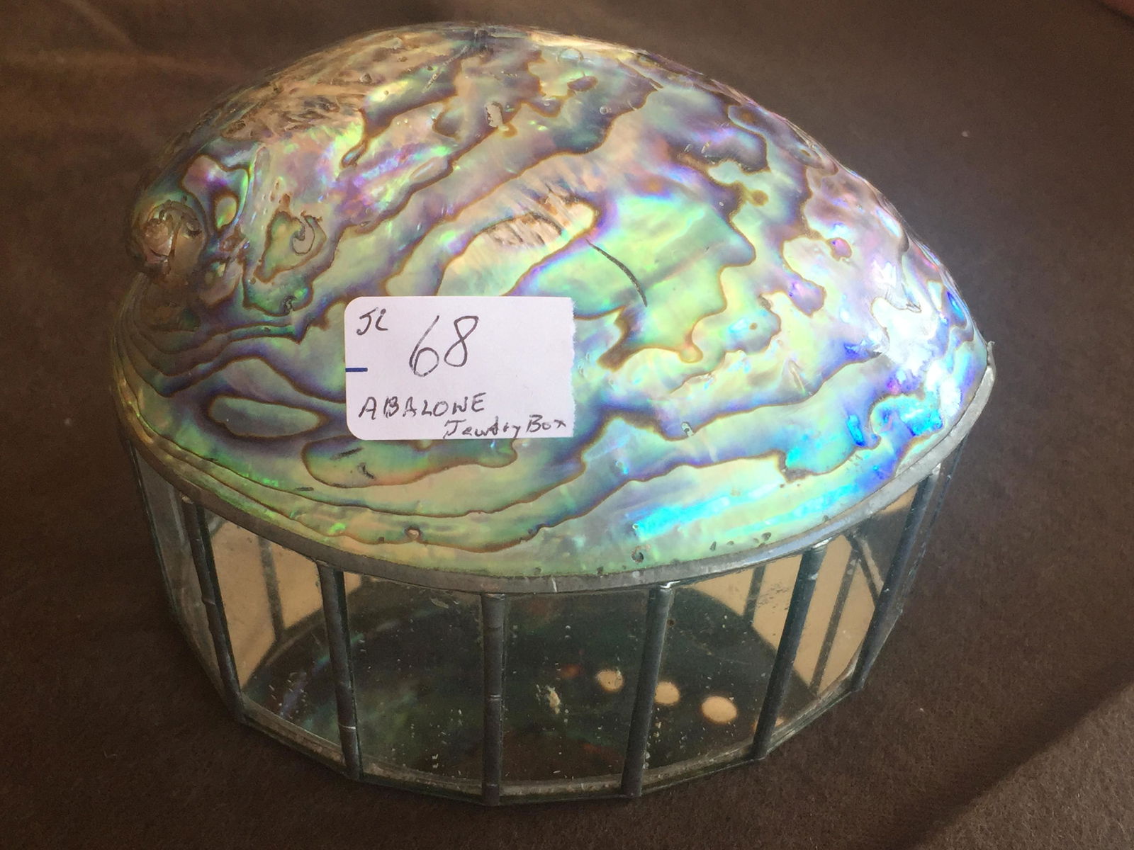 Jewelry Box: Abalone Lid Jewelry Box, 4"h x 5"w x 4"d