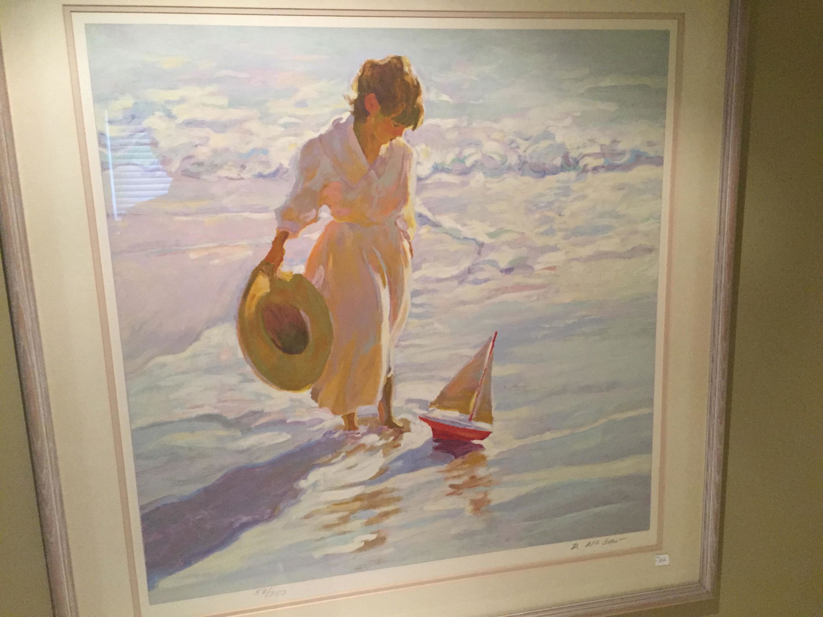 D. McCaw Litho: Dan McCaw Litho 58/350 'Walking on Beach', 29h x 28w