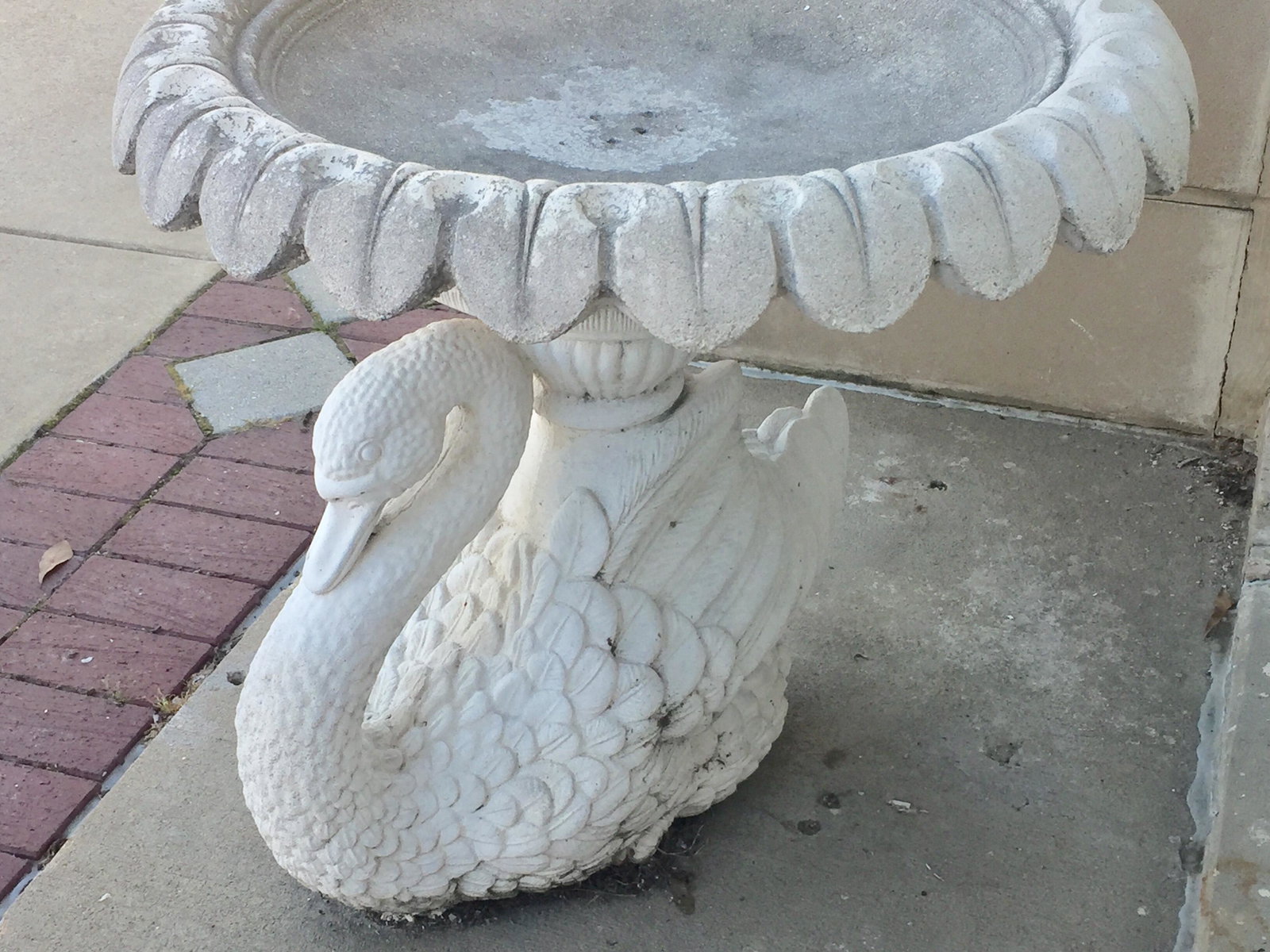 Concrete Swan Bird Bath: Vintage Concrete Swan 2pc. Bird Bath