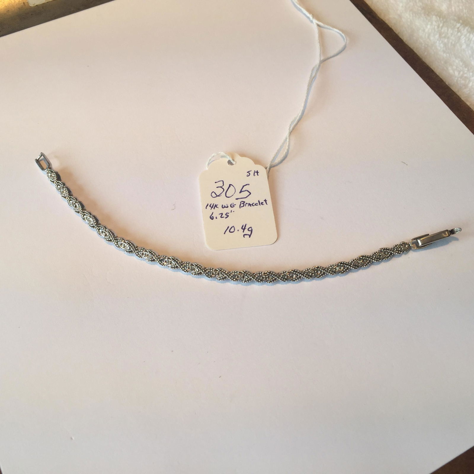 Jewelry: 14K WG, 6.25" Bracelet, 10.4g (347md)