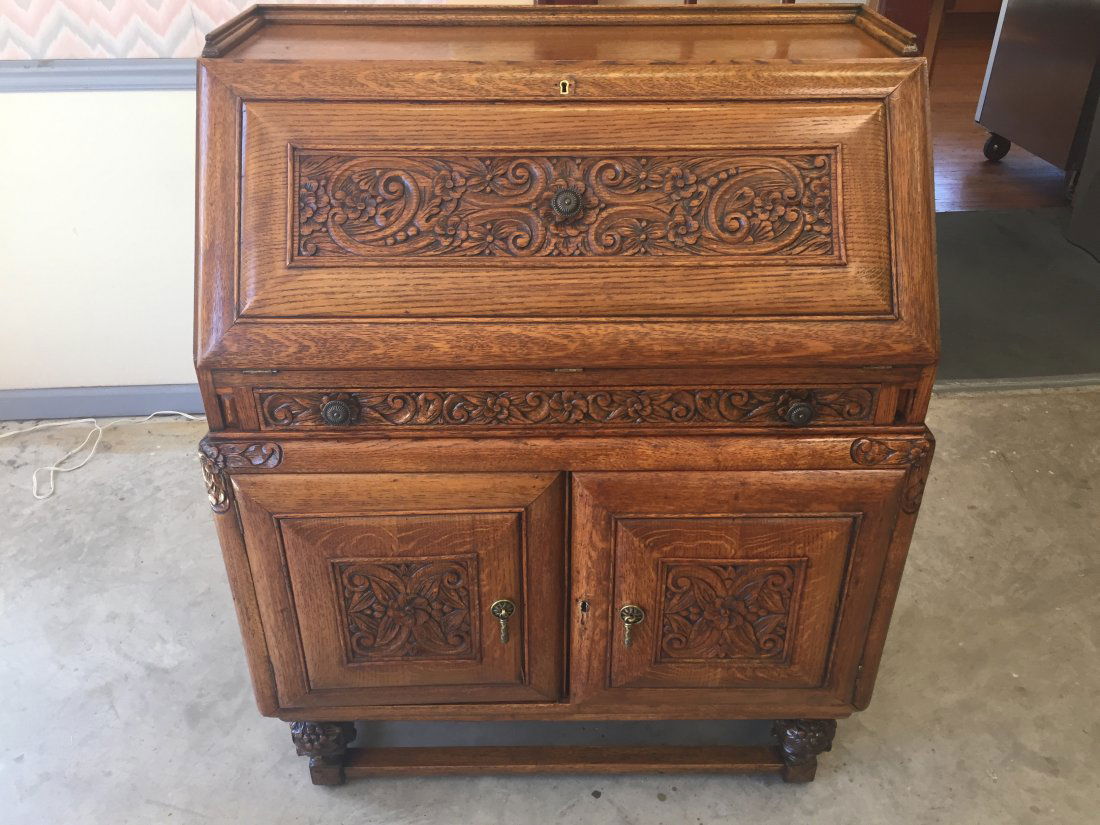 Antique Oak Slant Top Desk (1 of 10)