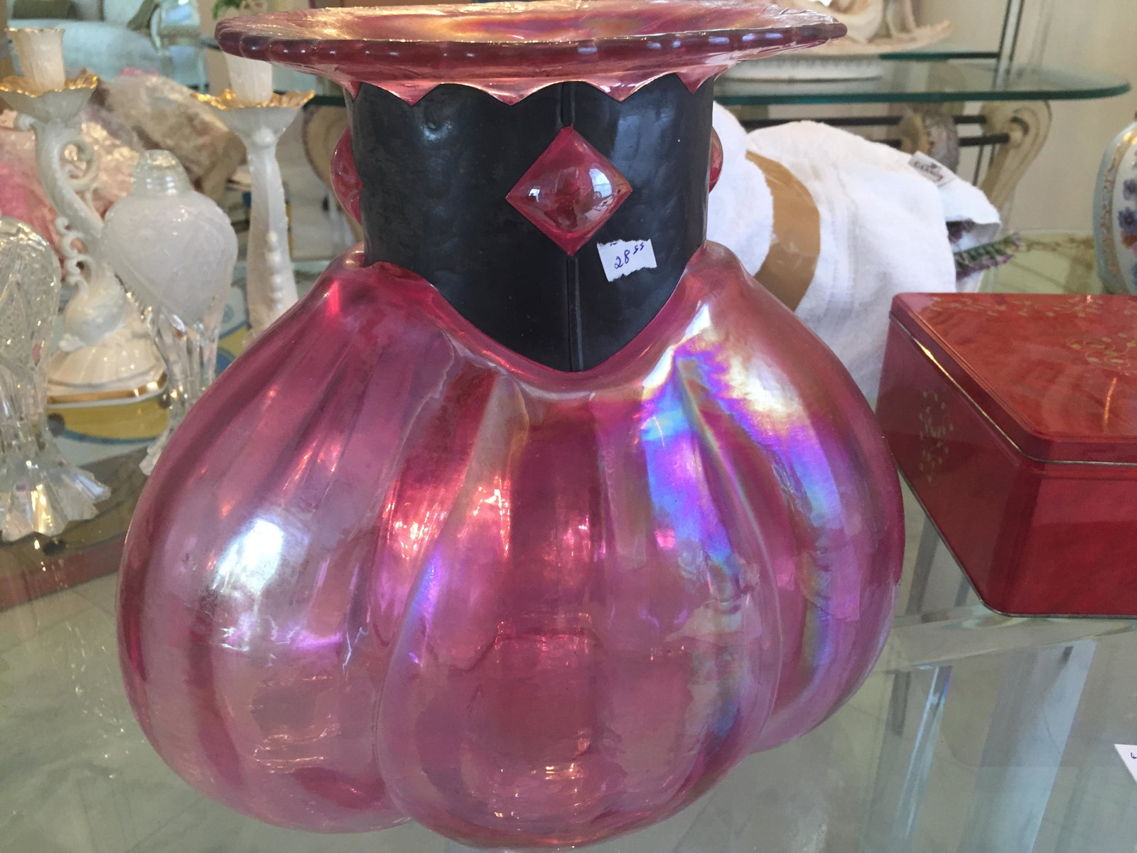 Opalescent Vase: Opalescent 11"h x12"w x 7"d Vase