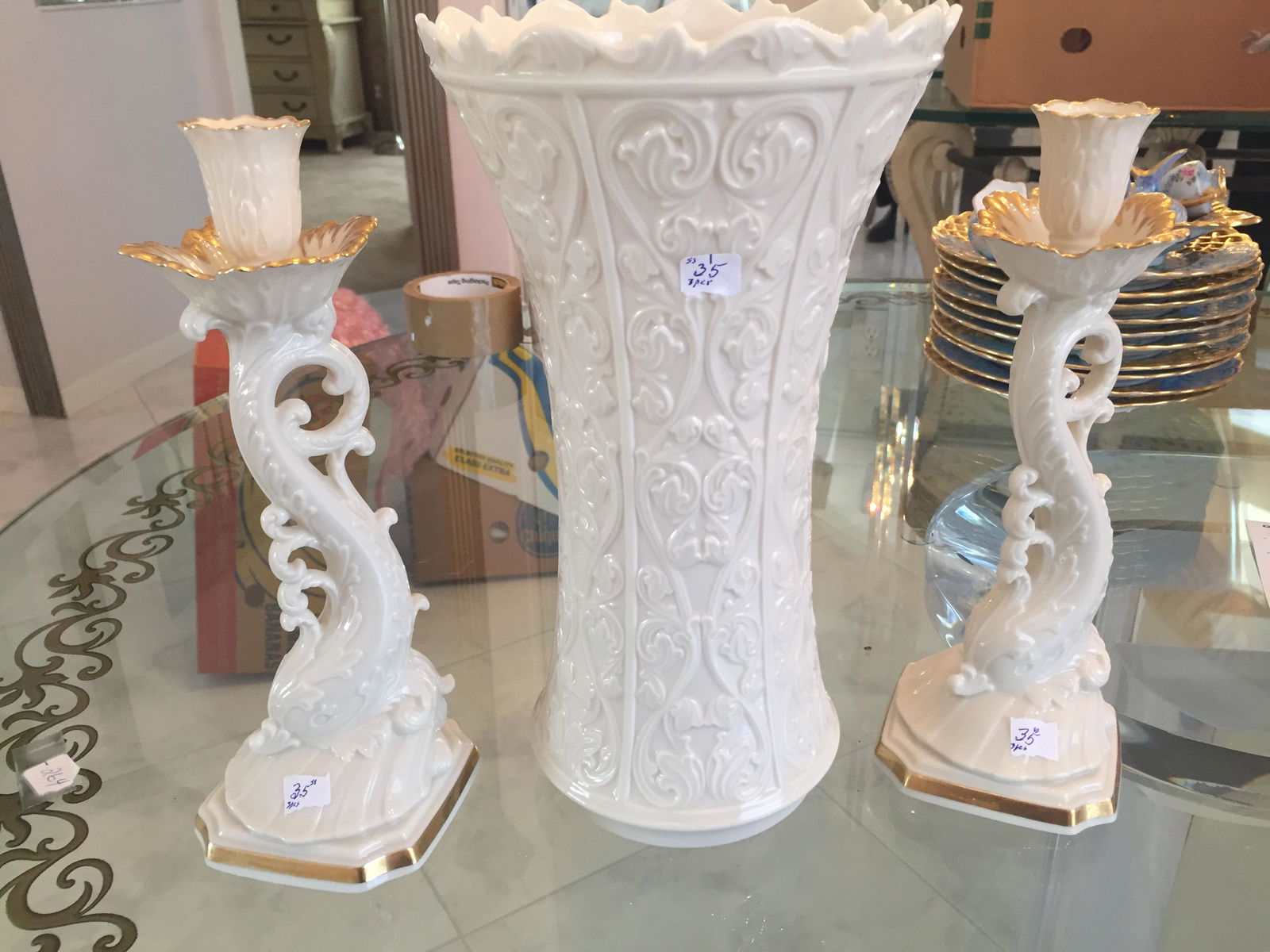 Lenox Vase & Candle Sticks (1 of 3)