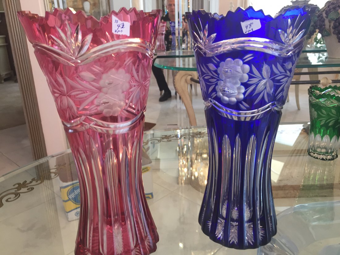 Bohemian Blue & Cran Vases (1 of 1)