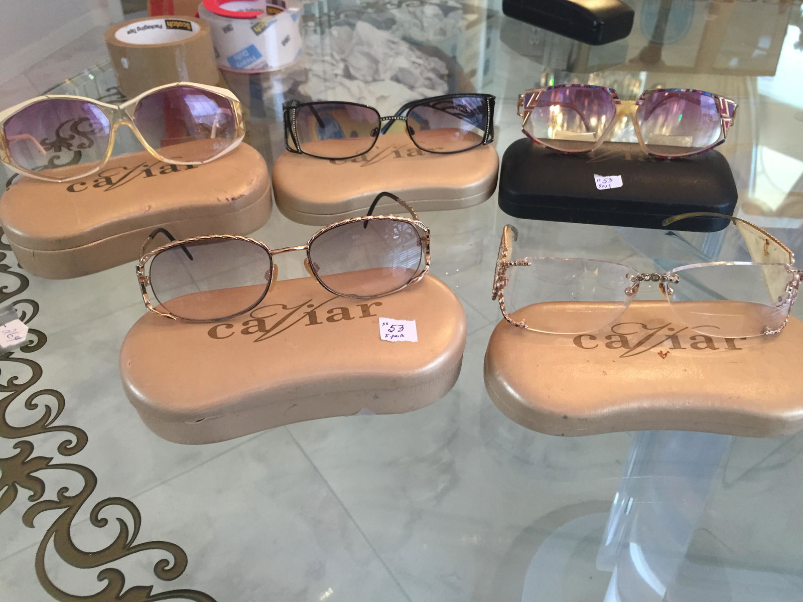 (5) Caviar Eye Glass Frames: (5) Vintage Caviar Eye Glasss Frames