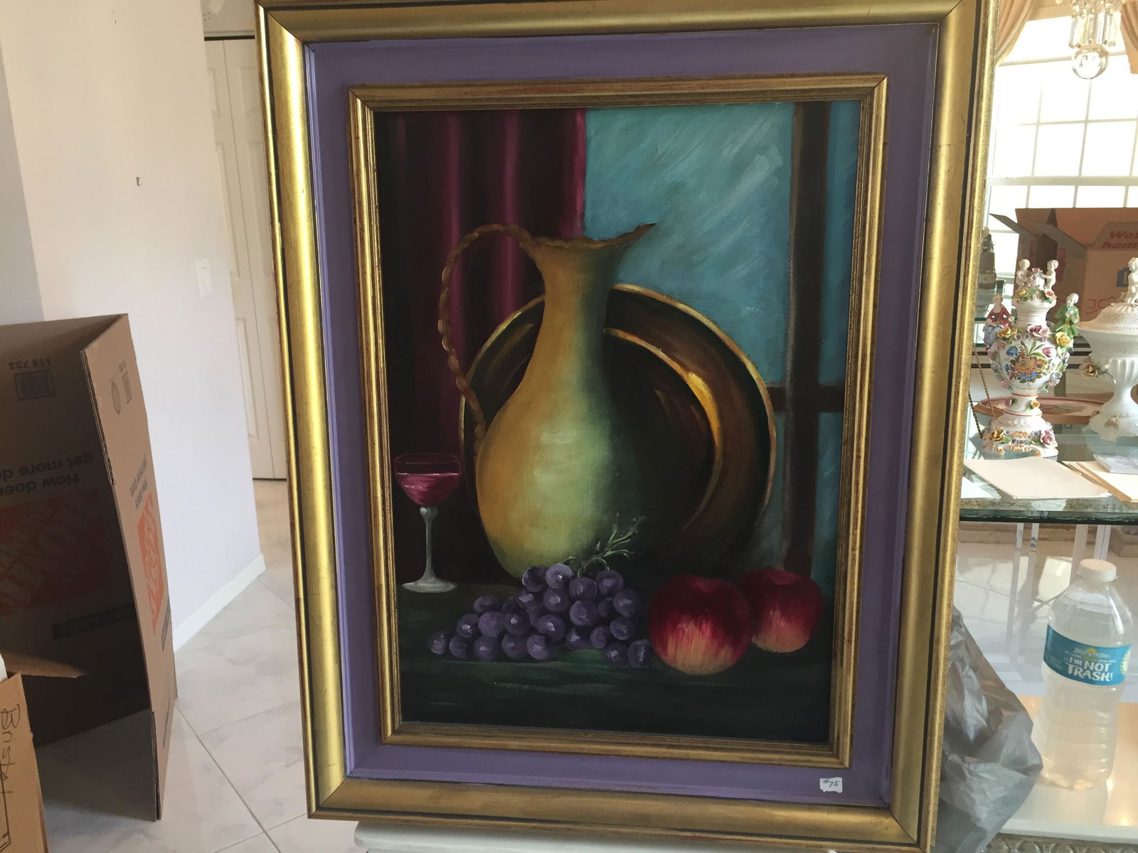 Oil/Panel 'Fruit & Vase on Table' (1 of 3)