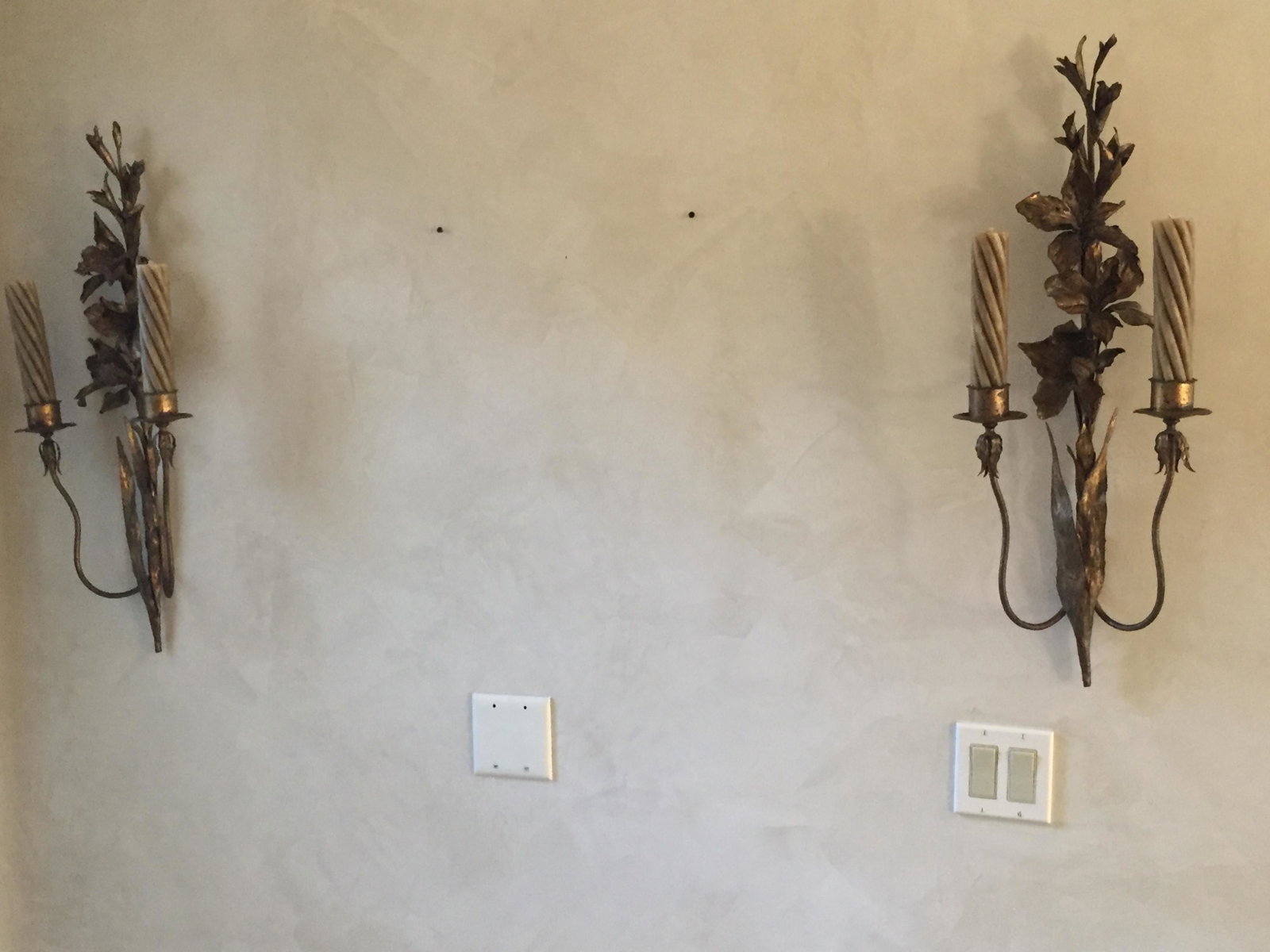 Pair Metal Candle Sconces: Pair Metal Candle Sconces, 30.5h x 11w