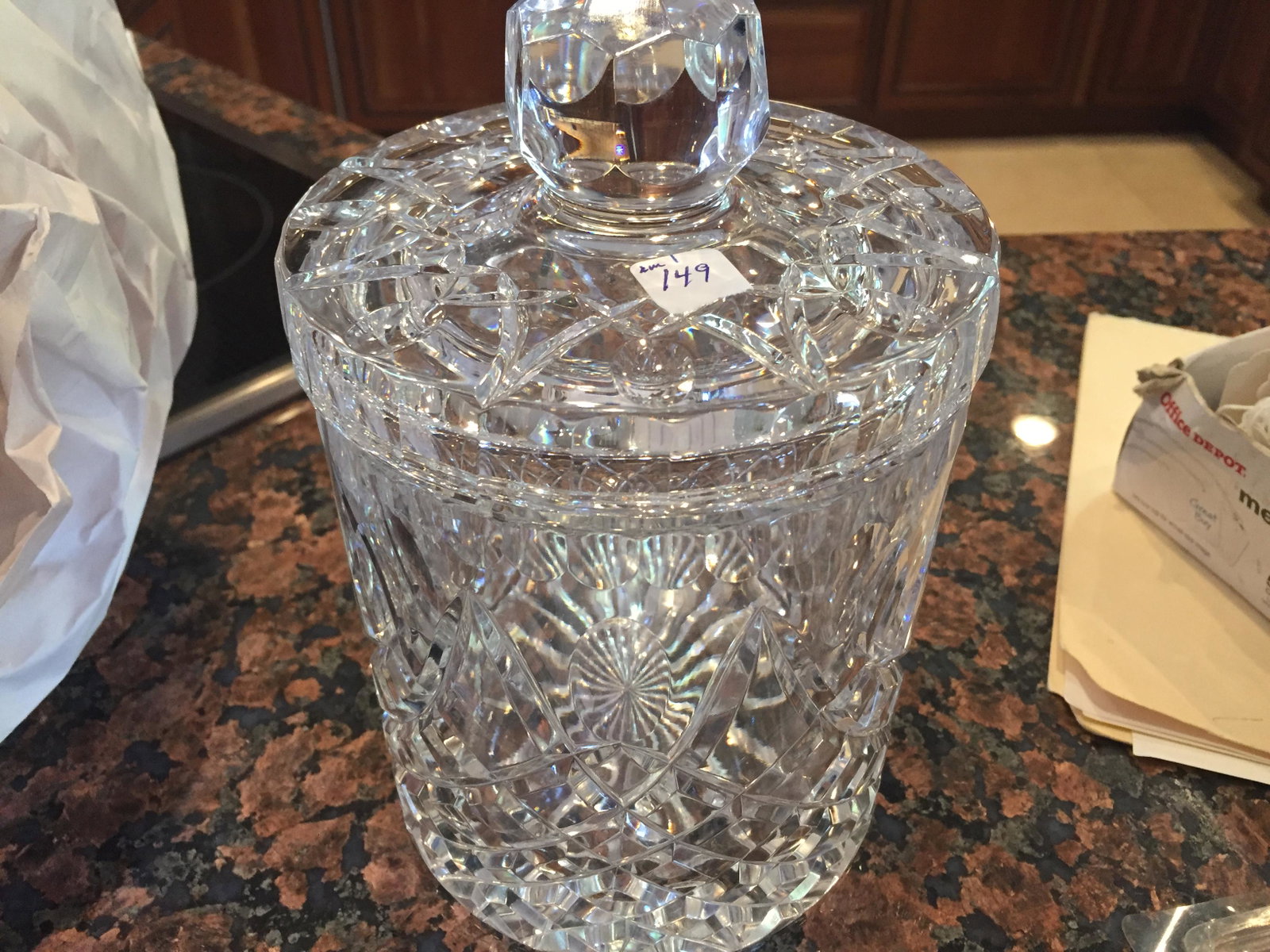 Crystal Bisquit Jar: Crystal 8"h Biscuit Jar, 5"dia.