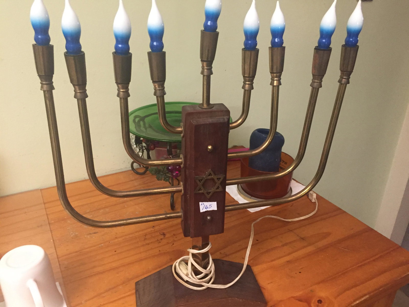 Menorah: Wood (18"h x 14.5w) Menorah