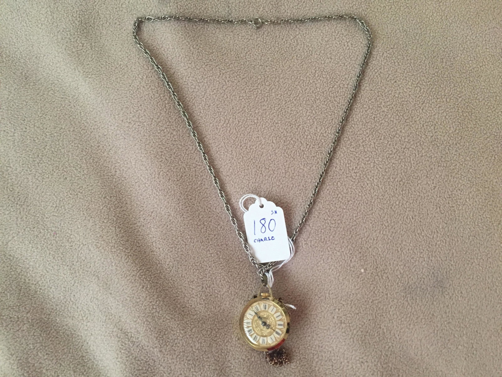 Charlo Cameo Watch Pendant: Vintage Charlo Cameo Watch Necklace