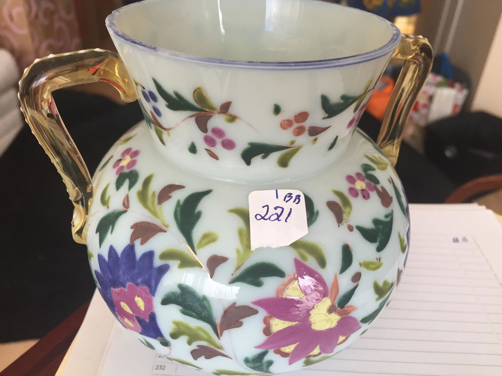 Antique Hand.Paint Glass Vase (1 of 3)