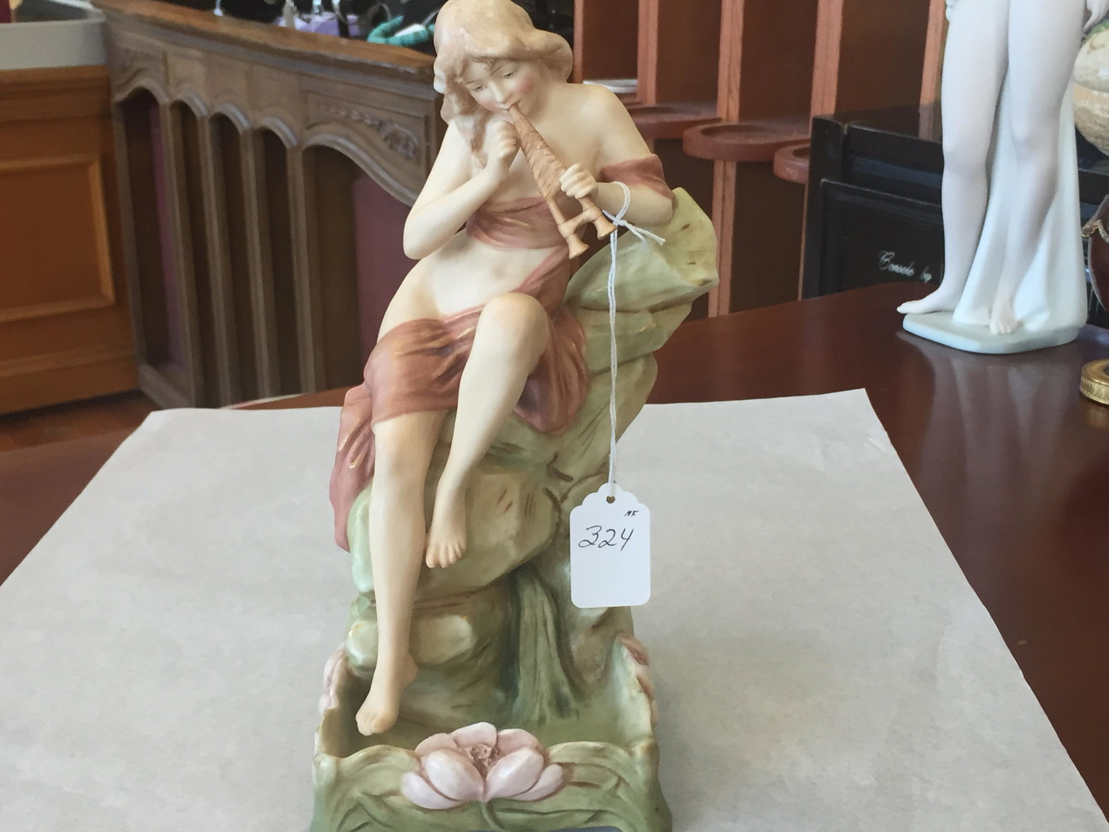 Antique Royal DUX: Antique ROYAL DUX Art Nouveau 10"h Flute Player