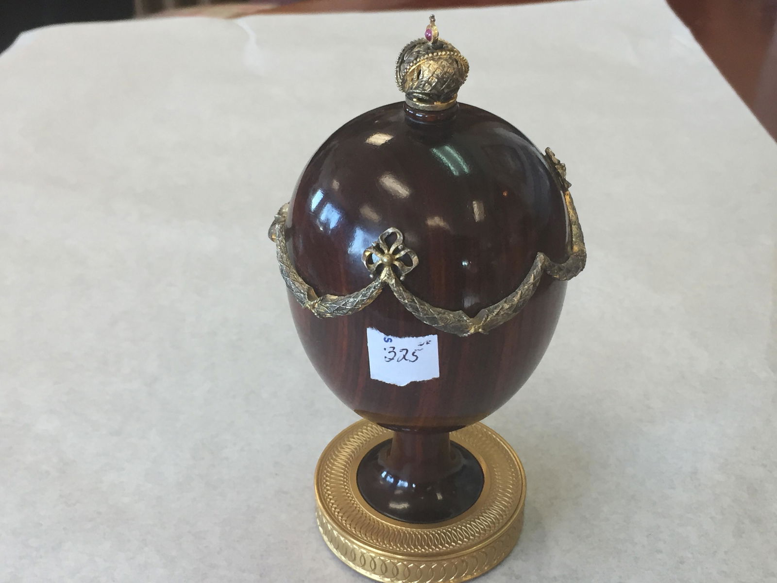 Faberge' Wood Egg on Stand (1 of 3)