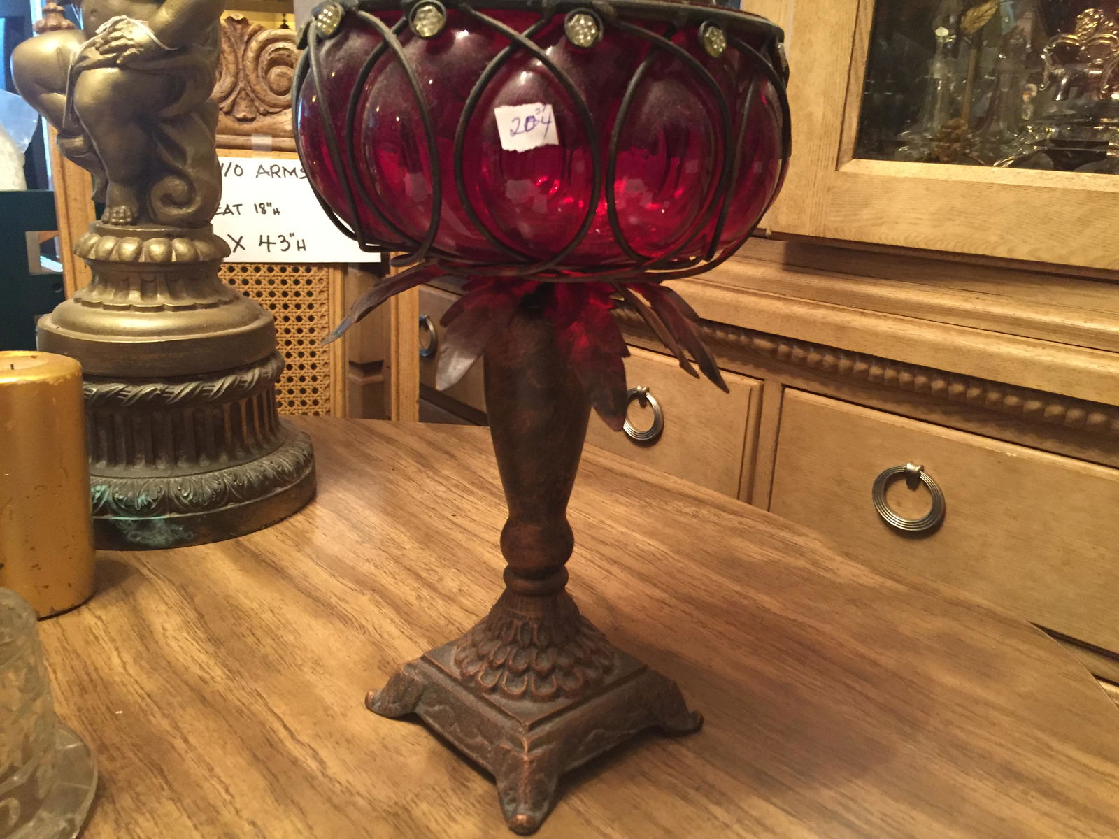 Compote w/Ruby Red Glass Bowl (1 of 3)