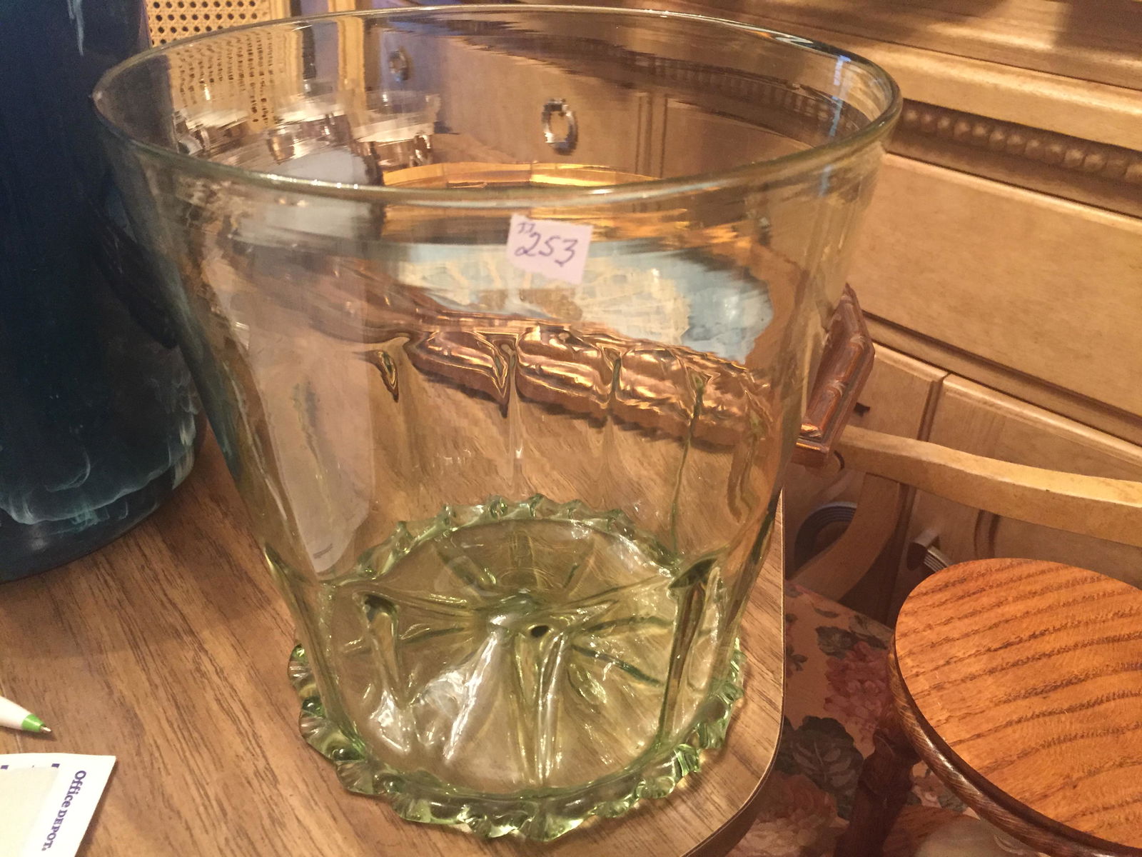 Lt.Green Hand Blown Ice Bucket (1 of 3)