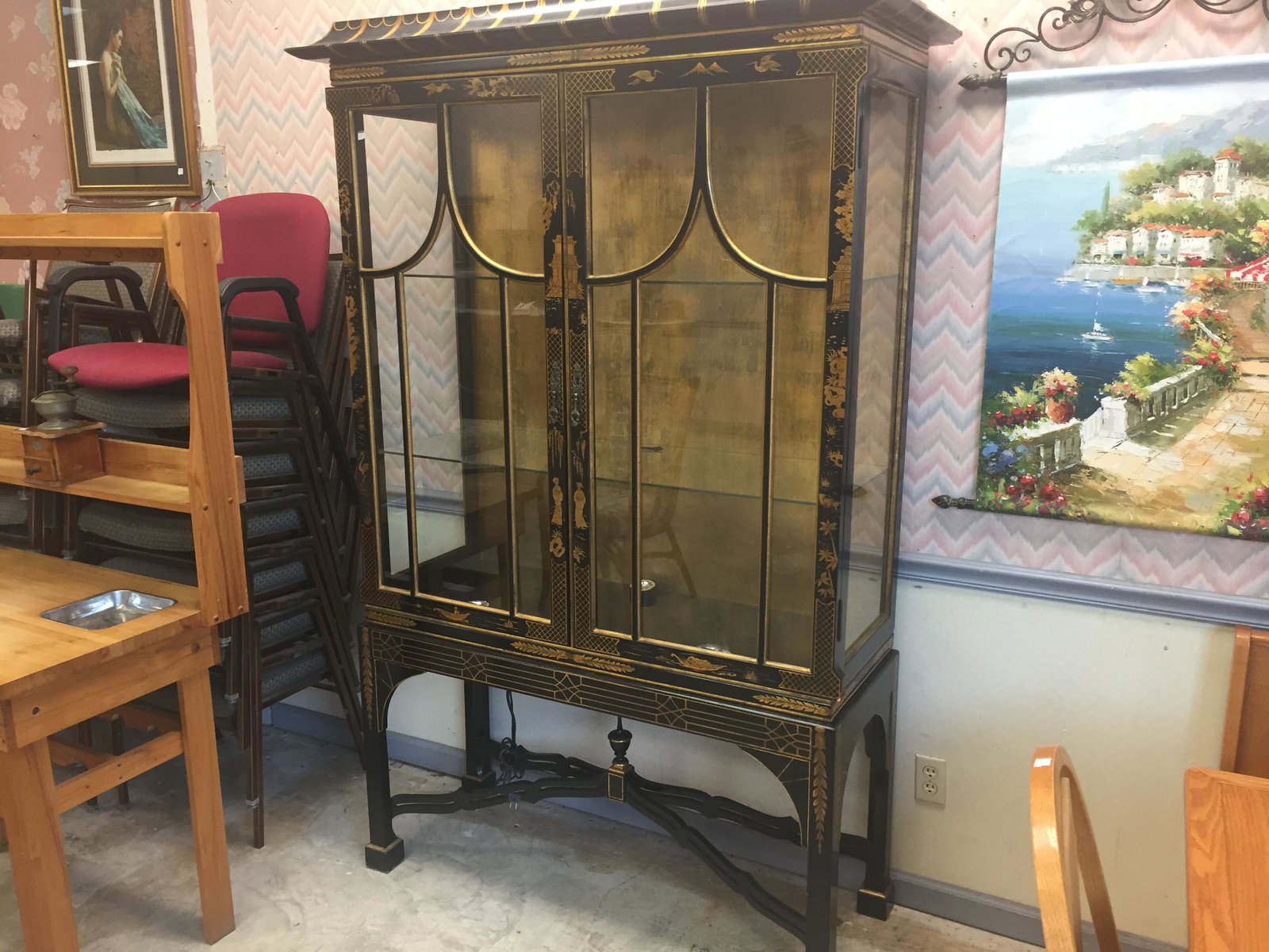 Blk. Oriental China Cabinet (1 of 4)