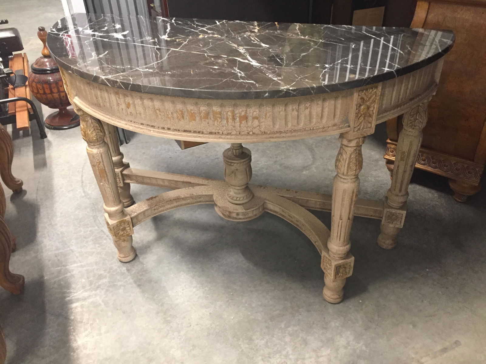 Marble Top Half Round Console Table (1 of 2)