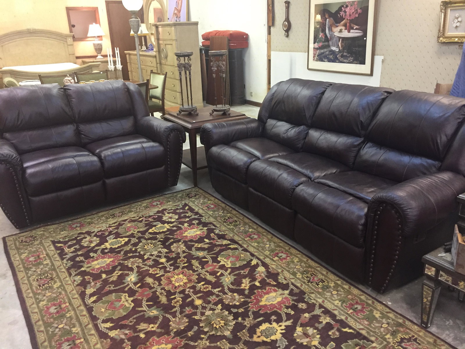 Soft Brown Leather Sectional Recliners (1 of 5)