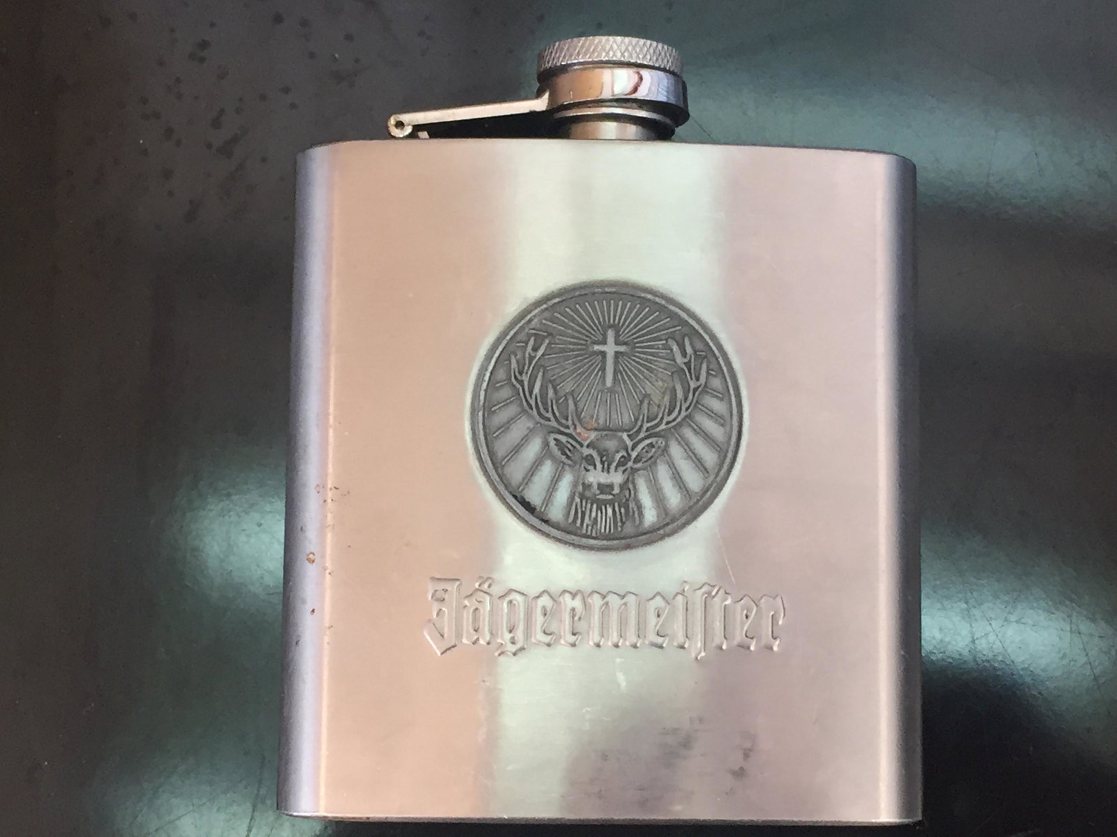 German Flask: Jagermeister German Stainless Steel Whisky Flask, 4x4