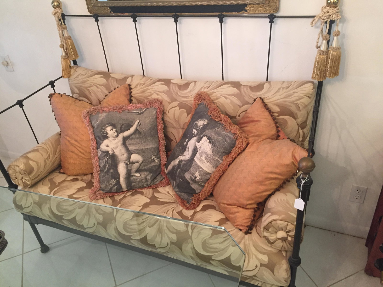 Iron Daybed: Vintage Iron Day Bed, 49hx53wx27d..Extremely Comfortable.