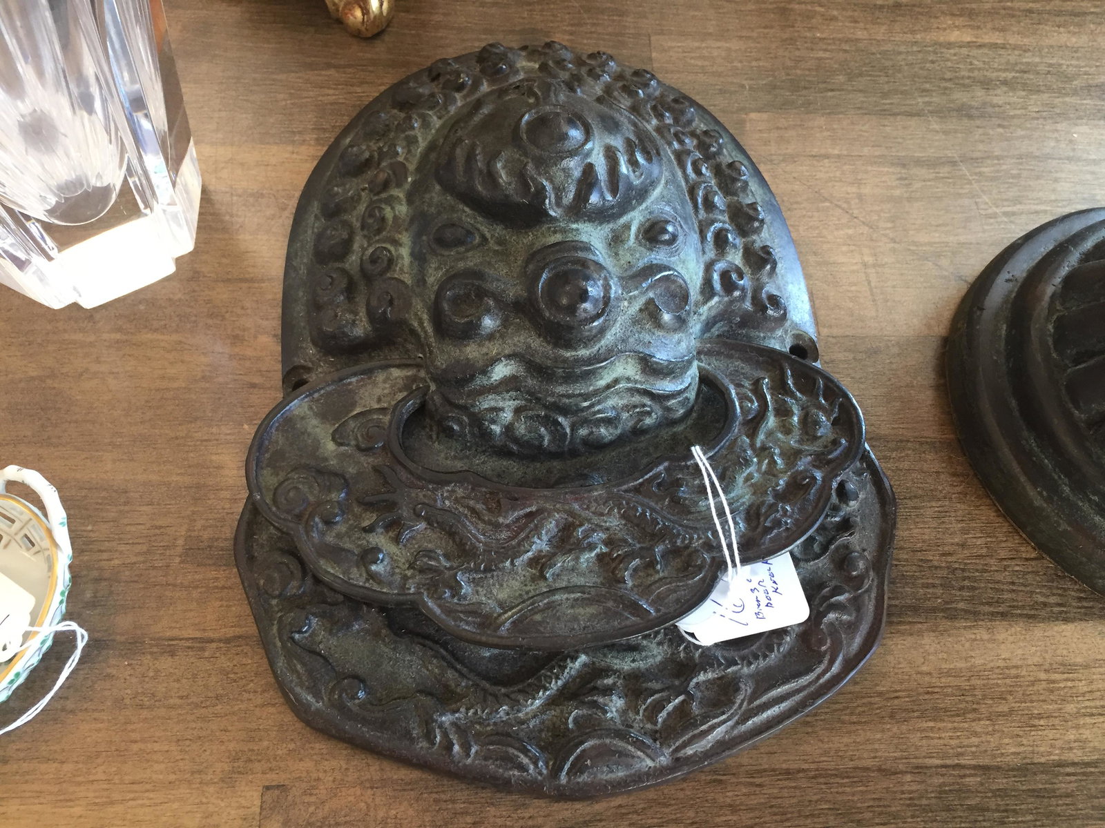 Maitland-Smith Bronze Door Knocker: Maitland-Smith Vintage Bronze Foo Dog Door Knocker, 11h x 8.5w