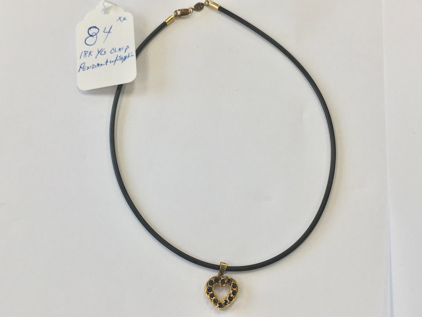 18k Clasp Necklace w/Heart Sapphire (1 of 3)