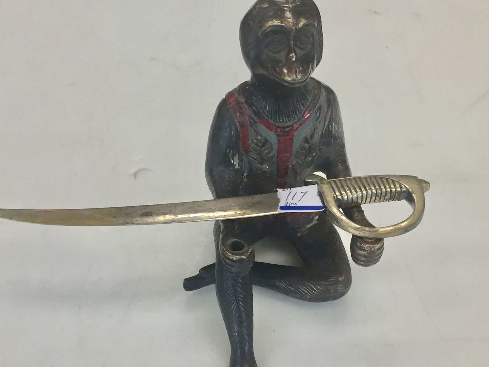 (2)pcs. Bronze Monkey & Sword Letter Opener (1 of 2)