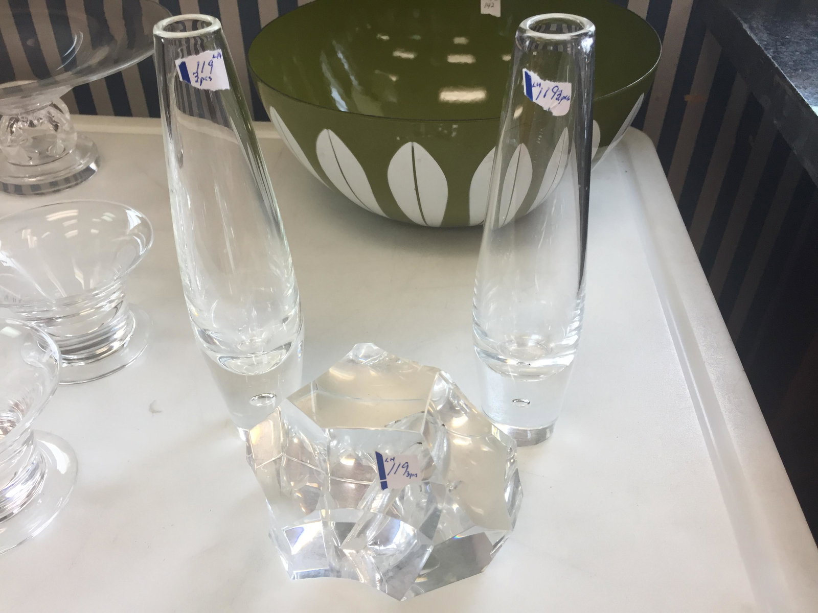 2-Steuben Signed Art Glass Modernist Teardrop Bud Vase (1 of 3)