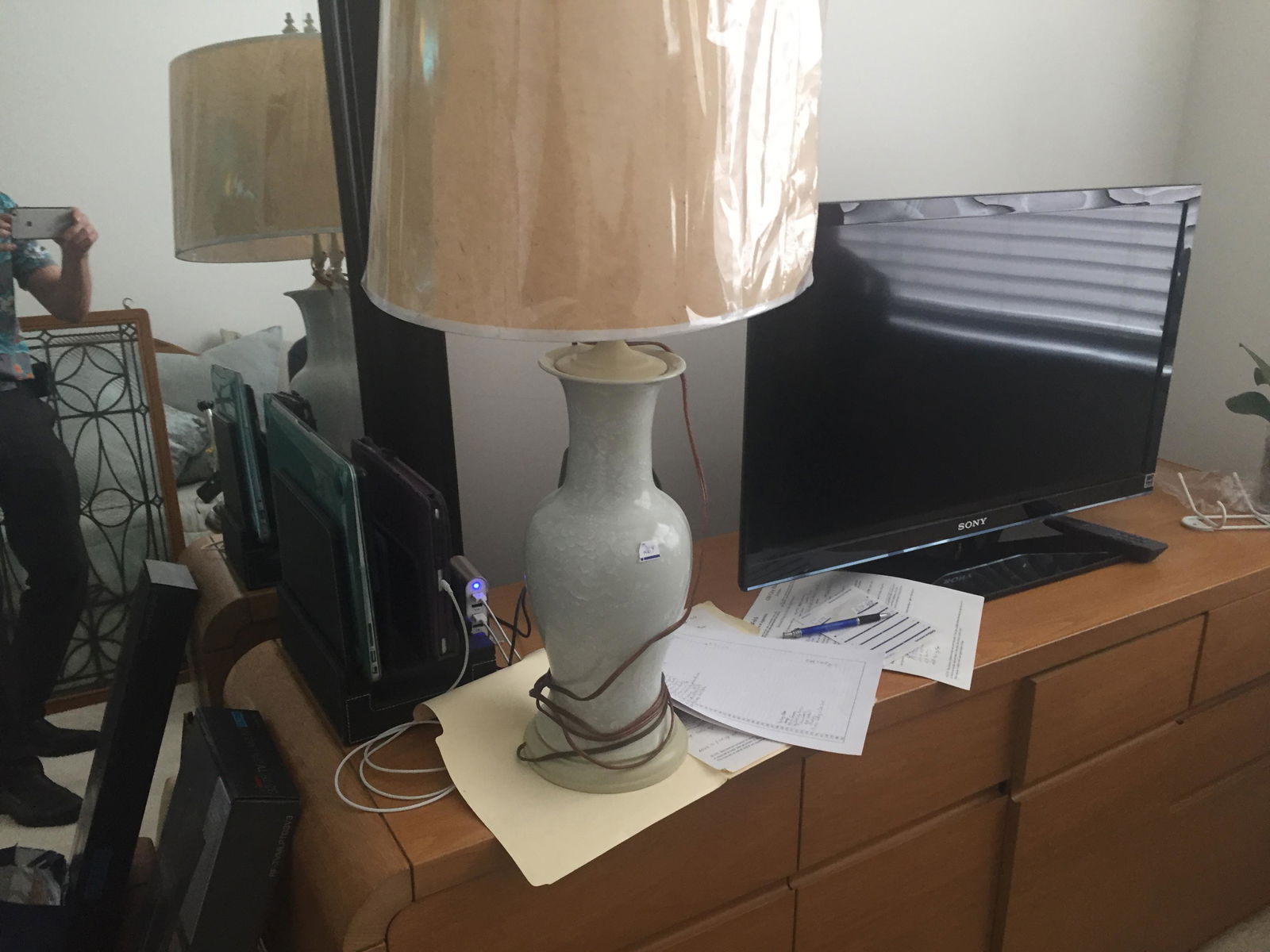 Oriental Celadon Green/White Lamp (1 of 2)