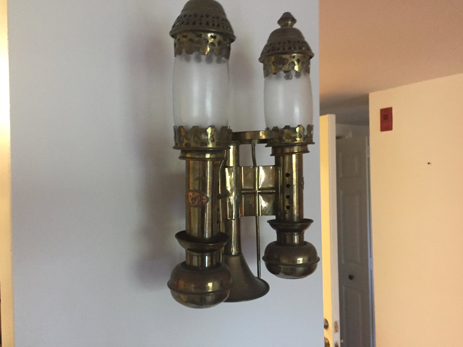Brass Double Tube Candle Wall Light: Vintage Brass Double Tube Candle Light Sconce