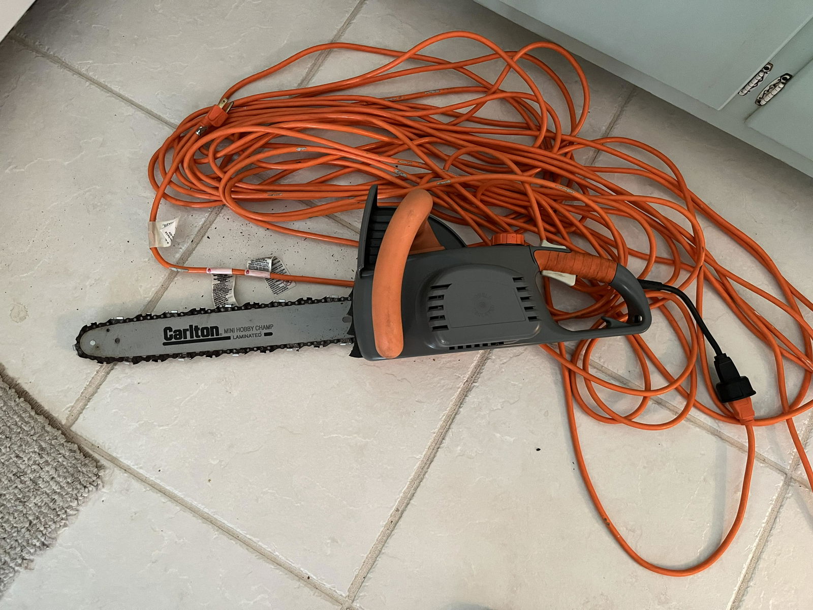 Chain Saw: Carlton Mini Hobby Champ Chain Saw with Extension Cord