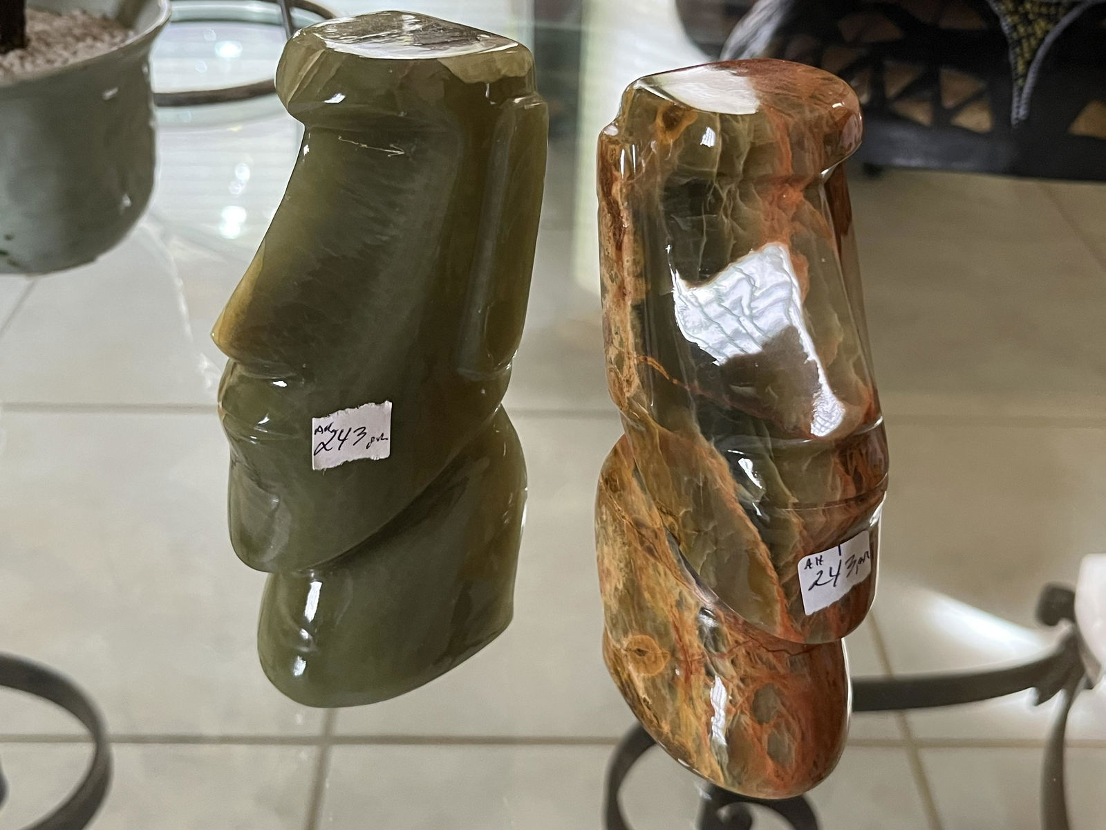 Onyx Easter Island Head Bookends (1 of 2)