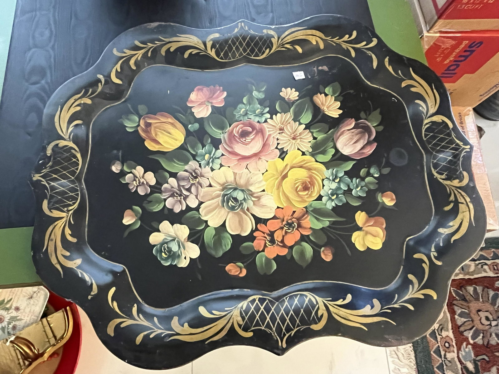2-Vintage Tole Hand Painted Trays (1 of 4)