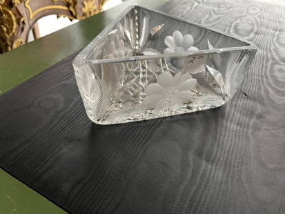 Triangle Etched Crystal Dish: 6" Triangle Etched Crystal Dish