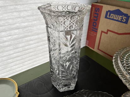 12"h Glass Vase: Pressed Glass 12"h Vase