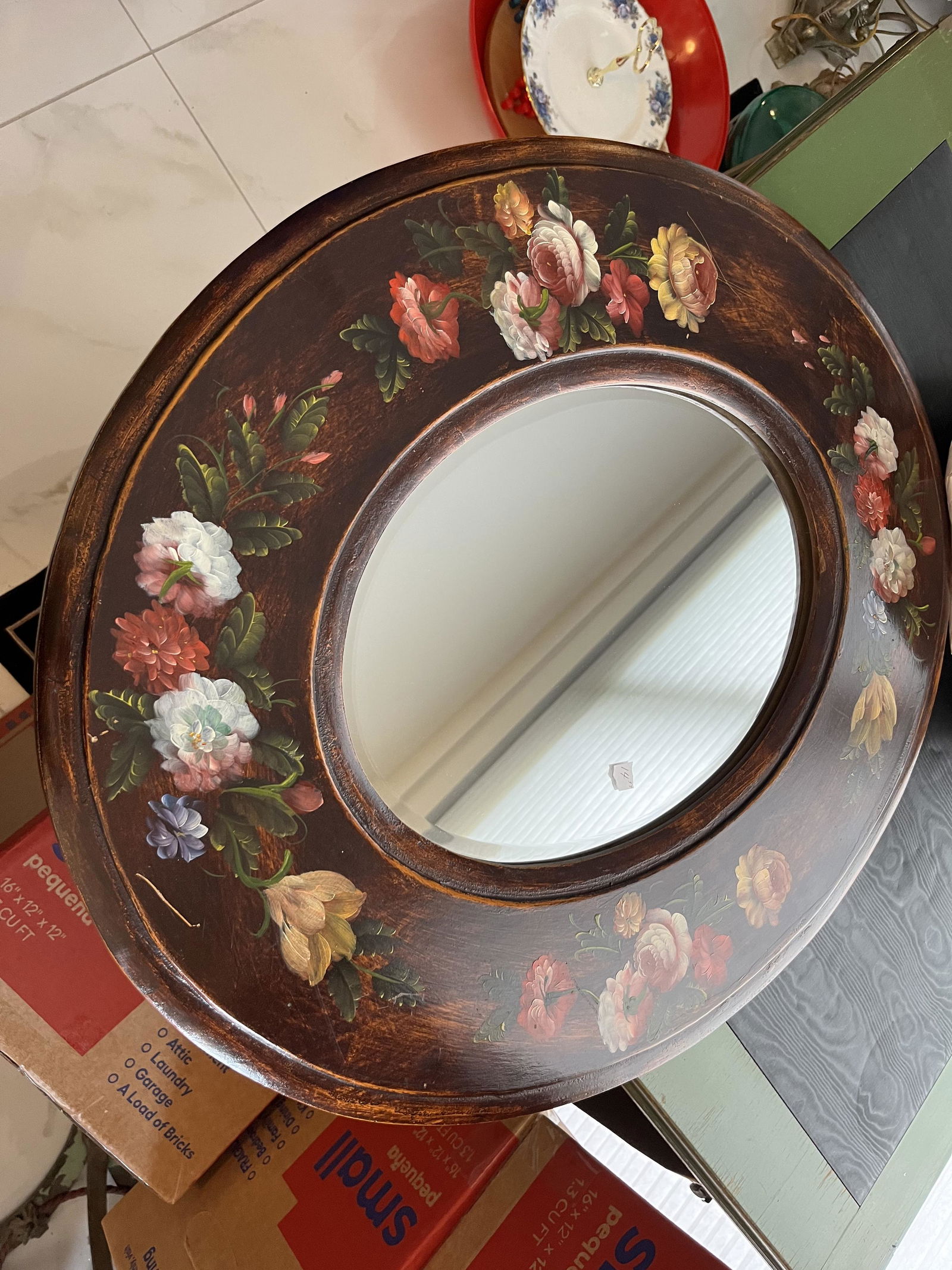Hand Painted Oval Mirror (1 of 3)