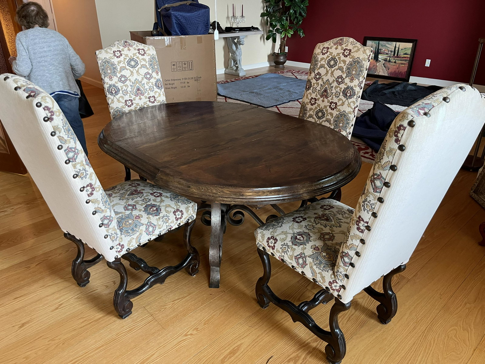 Dining Rm. Table, Iron Base,4-chairs (1 of 7)